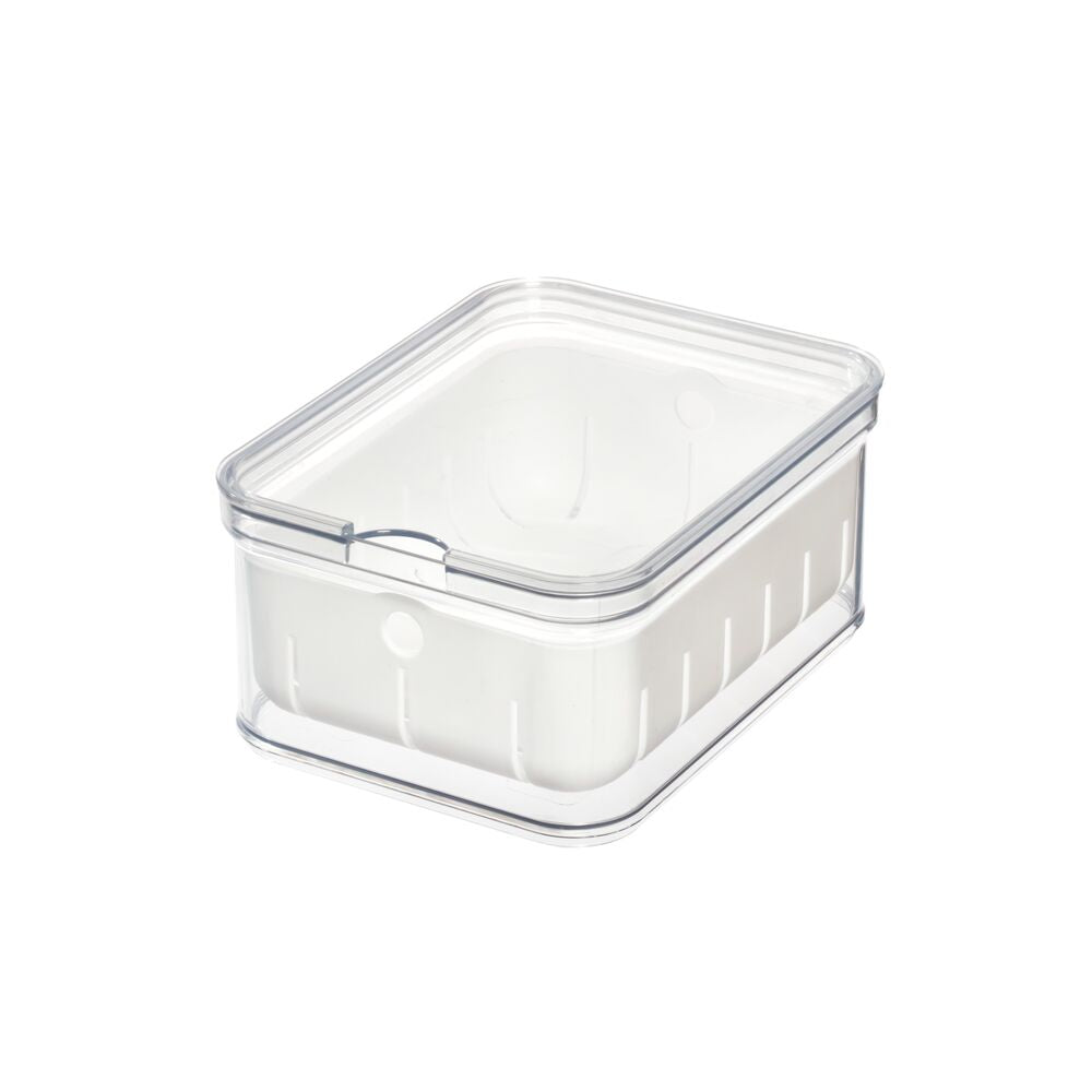 iDesign Crisp BPA-Free Plastic Produce Storage Bin - 8.32 inch x 6.32 inch x 3.76 inch, Clear/Gray, Red