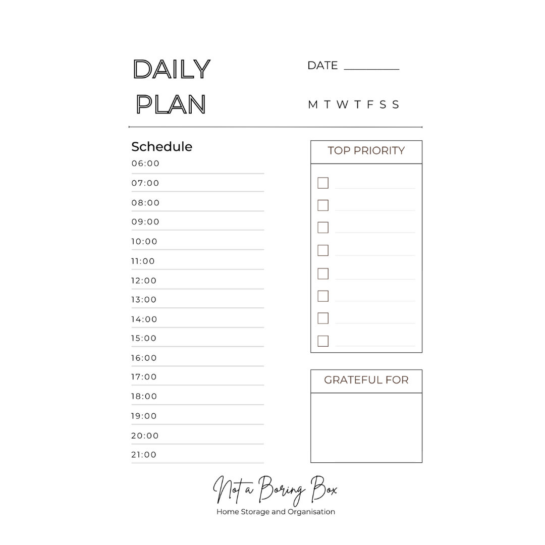 Daily Plan Printable – Not A Boring Box