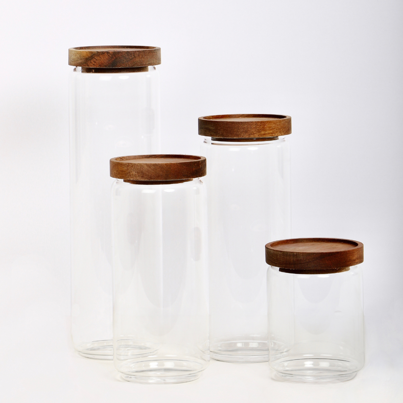 Glass Storage Jar with Acacia Lid – Not A Boring Box