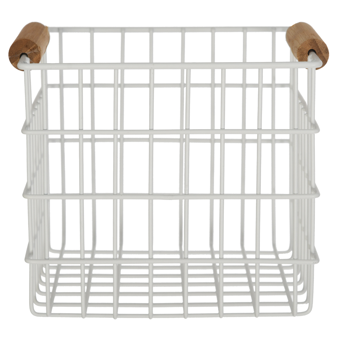 white metal basket
