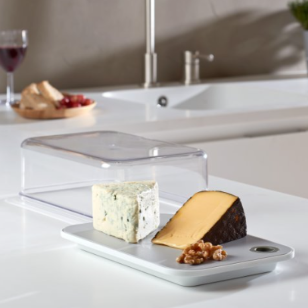 Fridge Organisers | Cheese storage box with a removable chopping / serving board